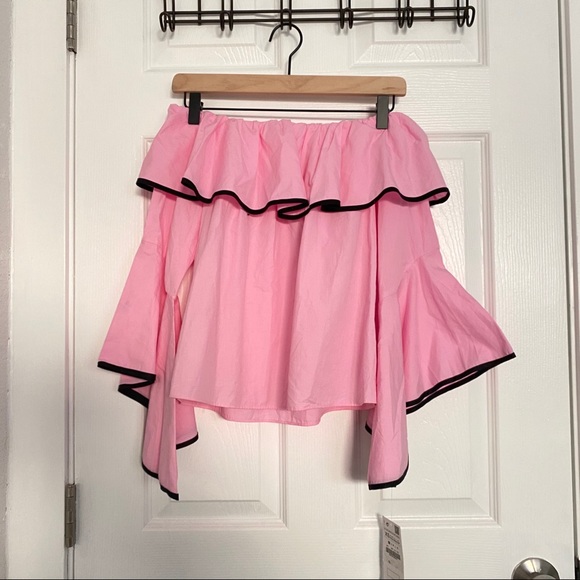 NWT Zara Pink Poplin Off Shoulder Top Size XS - Picture 4 of 8